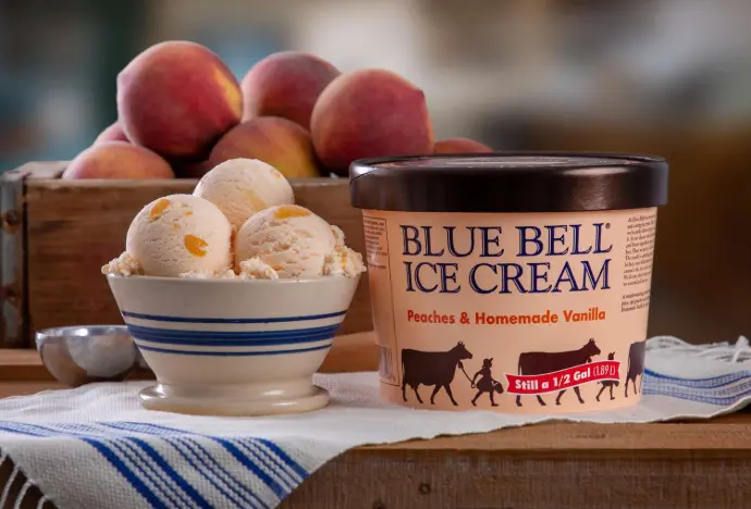 Bluebell ice cream- peaches and vanilla